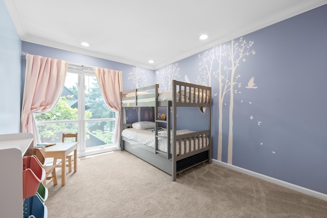 4758 Crazy Horse Ln Unit 2, Westerville, OH 43081 - bedroom featuring ornamental molding, carpet flooring, and recessed lighting