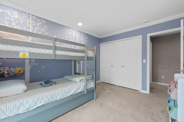 4758 Crazy Horse Ln Unit 2, Westerville, OH 43081 - bedroom featuring carpet floors, ornamental molding, a closet, and recessed lighting