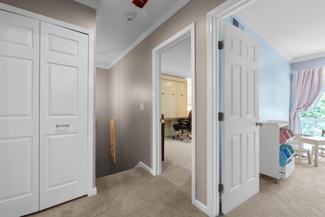 4758 Crazy Horse Ln Unit 2, Westerville, OH 43081 - corridor with carpet floors, ornamental molding, and an upstairs landing