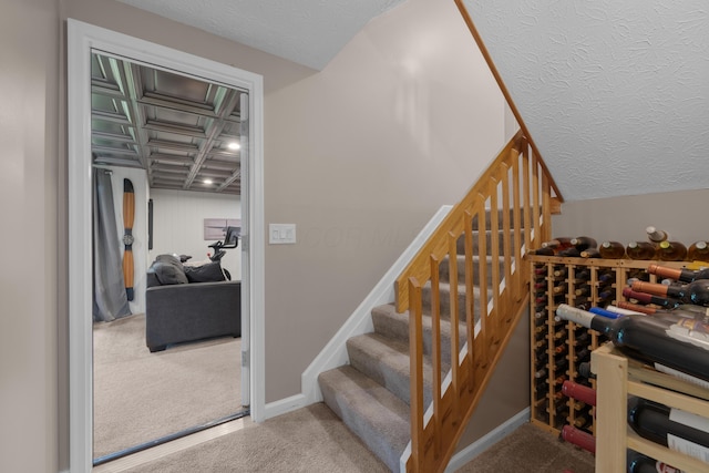 4758 Crazy Horse Ln Unit 2, Westerville, OH 43081 - stairway featuring carpet floors and a textured ceiling