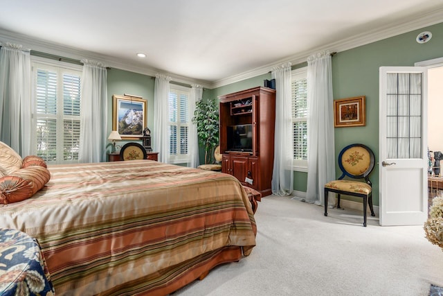 161 Jackson St, Columbus, OH 43206 - carpeted bedroom with ornamental molding and recessed lighting
