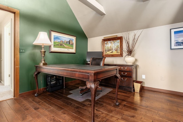 161 Jackson St, Columbus, OH 43206 - office area with wood-type flooring and vaulted ceiling