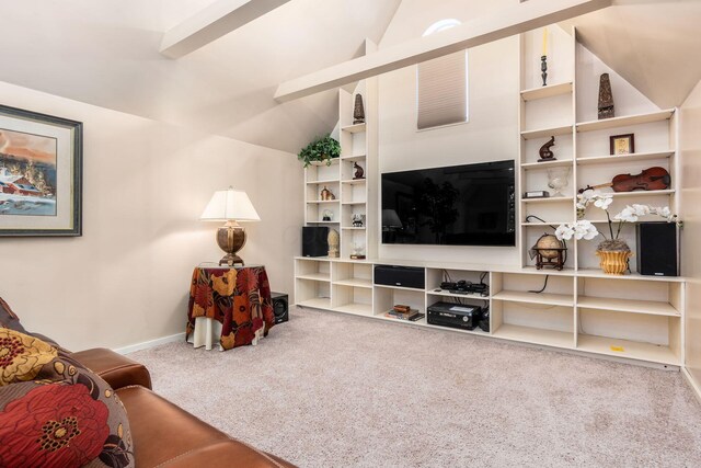 161 Jackson St, Columbus, OH 43206 - carpeted living room featuring vaulted ceiling and baseboards