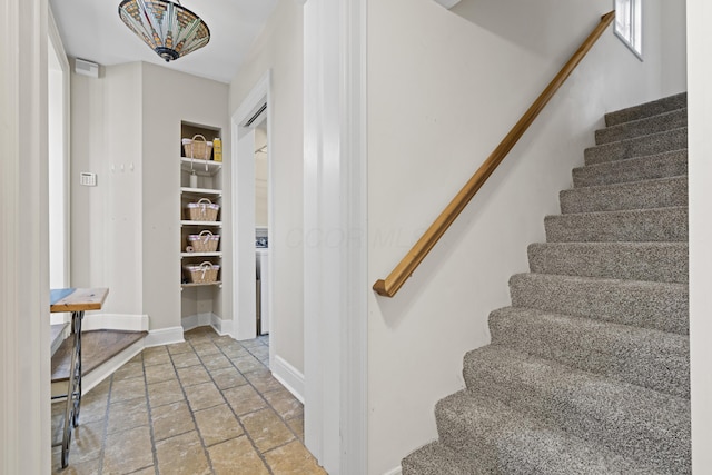 130 Boving Rd, Lancaster, OH 43130 - staircase with stone tile floors and baseboards