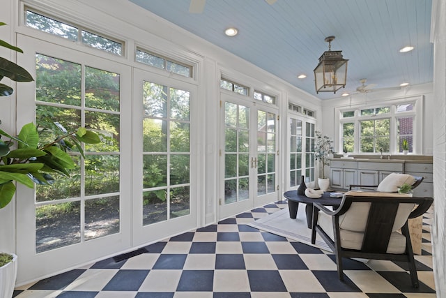 130 Boving Rd, Lancaster, OH 43130 - sunroom featuring french doors, tile patterned floors, and recessed lighting