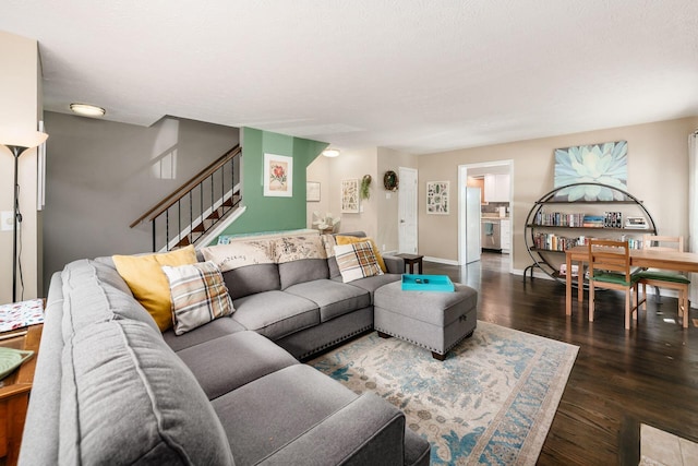 2328 Terrance Dr Unit 76, Columbus, OH 43220 - living area with stairway and wood finished floors