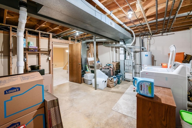 2328 Terrance Dr Unit 76, Columbus, OH 43220 - unfinished below grade area with washing machine and clothes dryer, stairway, and gas water heater