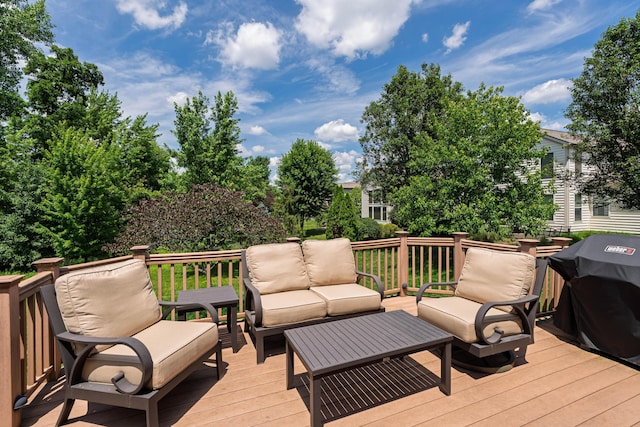 8090 Tree Lake Blvd, Powell, OH 43065 - wooden deck with outdoor lounge area and grilling area