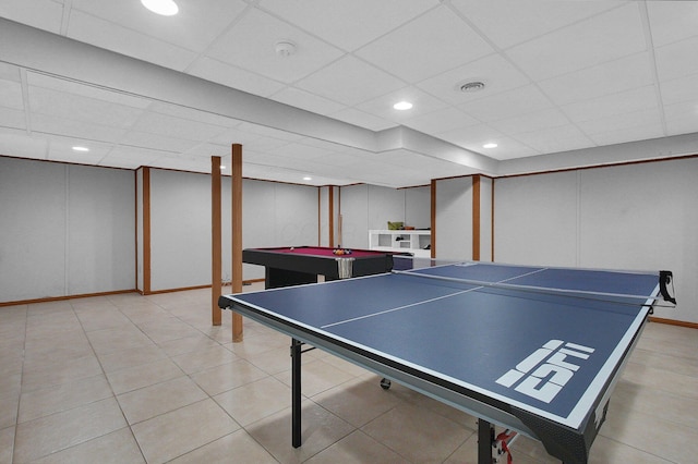 9287 Auburn Ct, Powell, OH 43065 - recreation room with a paneled ceiling, a decorative wall, and pool table