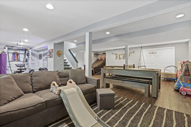 10 Denbigh Dr, Granville, OH 43023 - living area with stairway, wood finished floors, and recessed lighting