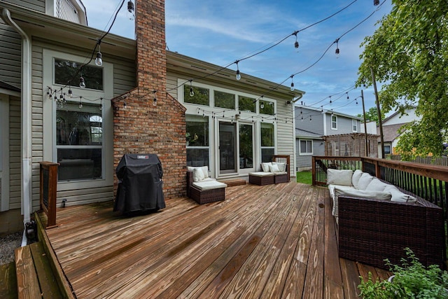 4247 Boulder Creek Dr, Columbus, OH 43230 - wooden deck featuring an outdoor living space and grilling area