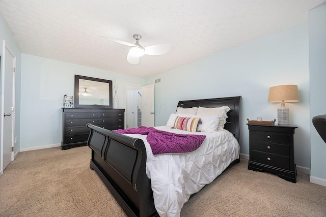 4247 Boulder Creek Dr, Columbus, OH 43230 - bedroom featuring light carpet, a ceiling fan, and a textured ceiling