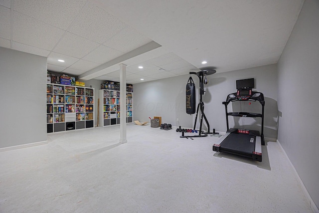 4247 Boulder Creek Dr, Columbus, OH 43230 - exercise room with a paneled ceiling and recessed lighting