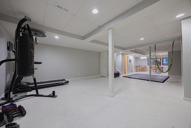 4247 Boulder Creek Dr, Columbus, OH 43230 - workout area featuring a paneled ceiling and recessed lighting