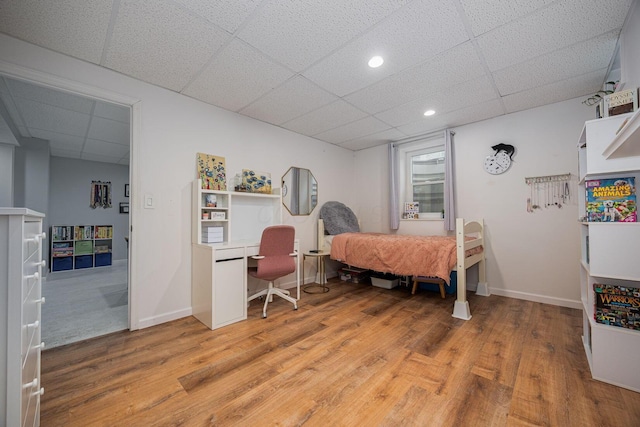 4247 Boulder Creek Dr, Columbus, OH 43230 - bedroom with a drop ceiling, light wood finished floors, a desk, and recessed lighting