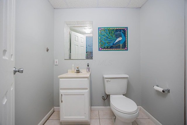 4247 Boulder Creek Dr, Columbus, OH 43230 - bathroom with vanity, tile patterned floors, and a paneled ceiling