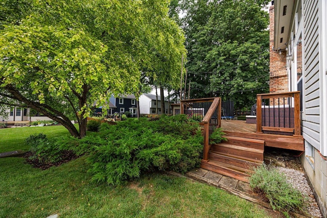 4247 Boulder Creek Dr, Columbus, OH 43230 - view of green lawn featuring a wooden deck