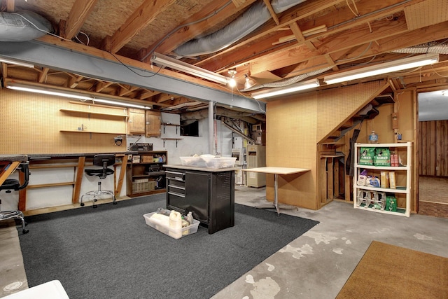 3007 Galen Ct, Hilliard, OH 43026 - unfinished basement featuring a workshop area and water heater