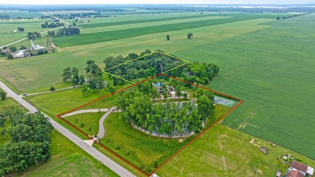 3150 Middle Pike, West Jefferson, OH 43162 - aerial view of sparsely populated area featuring property parcel outlined and rows of crops