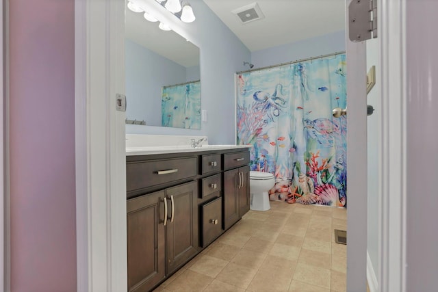 2267 Holiday Valley Dr, Grove City, OH 43123 - bathroom featuring vanity, tile patterned floors, and a shower with shower curtain