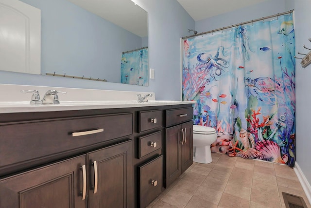 2267 Holiday Valley Dr, Grove City, OH 43123 - bathroom with vanity, tile patterned floors, and a shower with shower curtain
