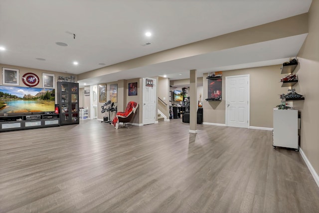 2267 Holiday Valley Dr, Grove City, OH 43123 - exercise room with wood finished floors and recessed lighting