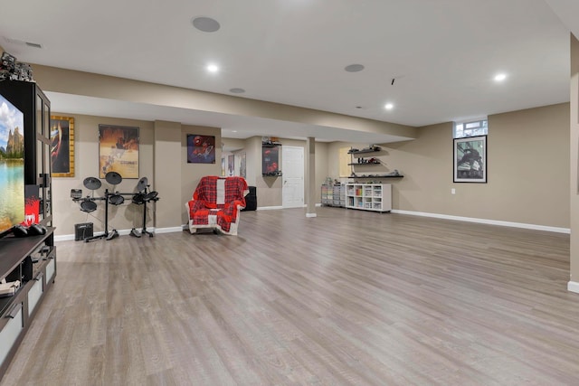 2267 Holiday Valley Dr, Grove City, OH 43123 - workout area featuring light wood finished floors and recessed lighting