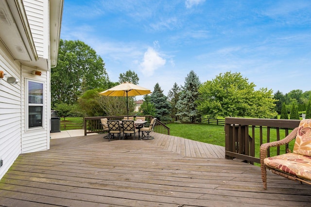 2063 Hayer Ct, Lewis Center, OH 43035 - deck featuring outdoor dining area and view of wooded area