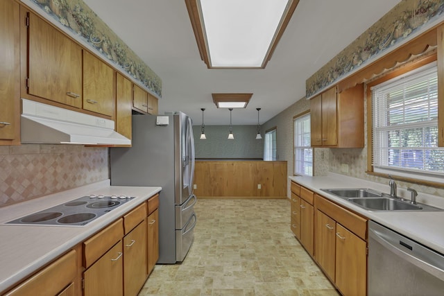 19 Kirby Rd, Heath, OH 43056 - kitchen with dishwasher, under cabinet range hood, electric stovetop, decorative backsplash, and light countertops