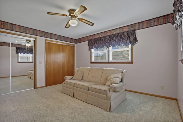 19 Kirby Rd, Heath, OH 43056 - carpeted living room with a ceiling fan and baseboards