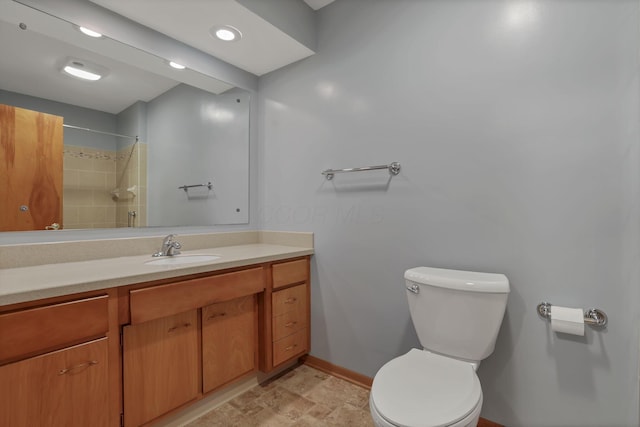 19 Kirby Rd, Heath, OH 43056 - full bathroom featuring vanity, a shower, and stone finish floors