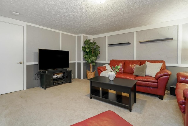 6447 Cranston Way Unit 19, Dublin, OH 43017 - living area featuring carpet flooring, a textured ceiling, and a decorative wall