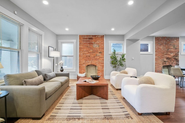 1867 Bryden Rd, Columbus, OH 43205 - living area featuring a fireplace, light wood finished floors, and recessed lighting