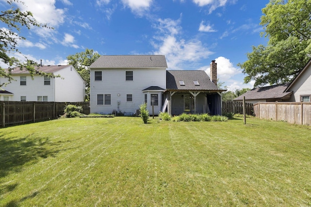6464 Blackhaw Dr, Reynoldsburg, OH 43068 - rear view of property with a chimney and a fenced backyard