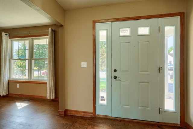 5700 Boucher Dr, Orient, OH 43146 - foyer featuring baseboards and dark wood finished floors