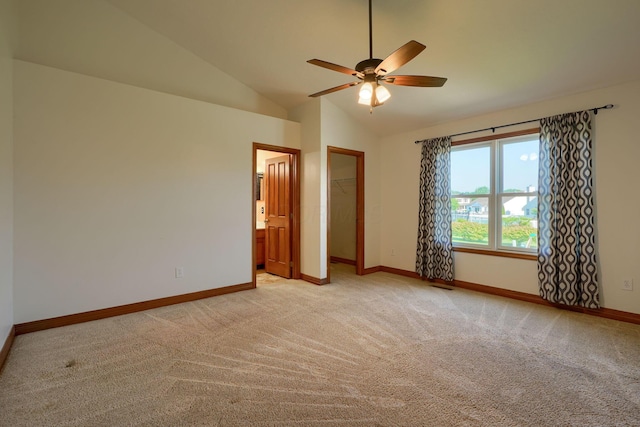 5700 Boucher Dr, Orient, OH 43146 - spare room with ceiling fan, light carpet, and lofted ceiling