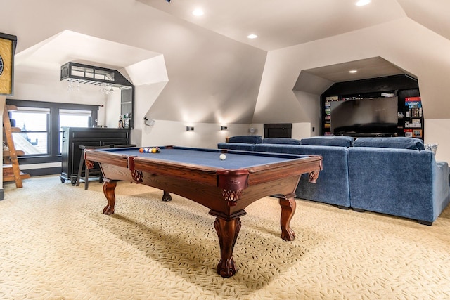1412 Bryden Rd, Columbus, OH 43205 - rec room with billiards, carpet flooring, and recessed lighting
