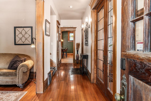 1412 Bryden Rd, Columbus, OH 43205 - hallway with hardwood / wood-style floors and french doors