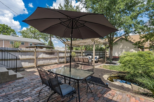 1412 Bryden Rd, Columbus, OH 43205 - view of patio featuring a pergola and outdoor dining area
