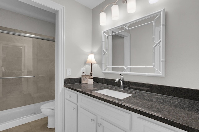 7211 Craigens Ct, Plain City, OH 43064 - bathroom with vanity, a stall shower, and tile patterned floors