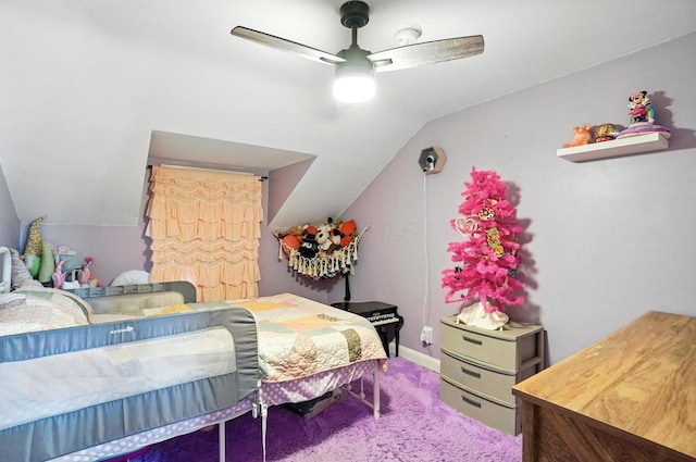 613 Salisbury Rd, Columbus, OH 43204 - carpeted bedroom with lofted ceiling and a ceiling fan
