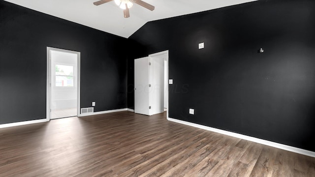 3099 Ambarwent Rd, Reynoldsburg, OH 43068 - empty room with ceiling fan, wood finished floors, and lofted ceiling