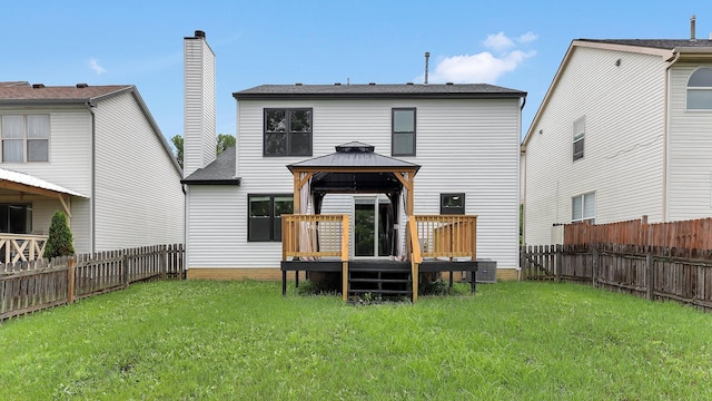 3099 Ambarwent Rd, Reynoldsburg, OH 43068 - rear view of house with a gazebo, a wooden deck, and a fenced backyard