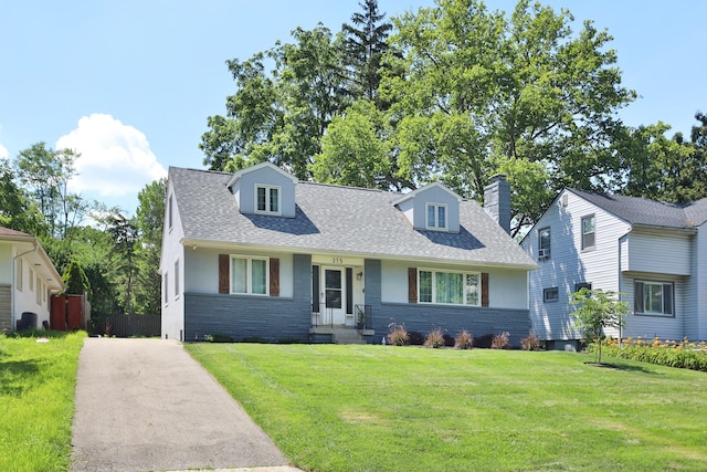 315 S Kellner Rd, Columbus, OH 43209 - cape cod home featuring roof with shingles, brick siding, driveway, and a chimney