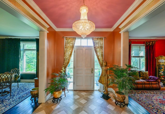 7394 Whitlind Ln, Athens, OH 45701 - foyer entrance with a chandelier and ornamental molding