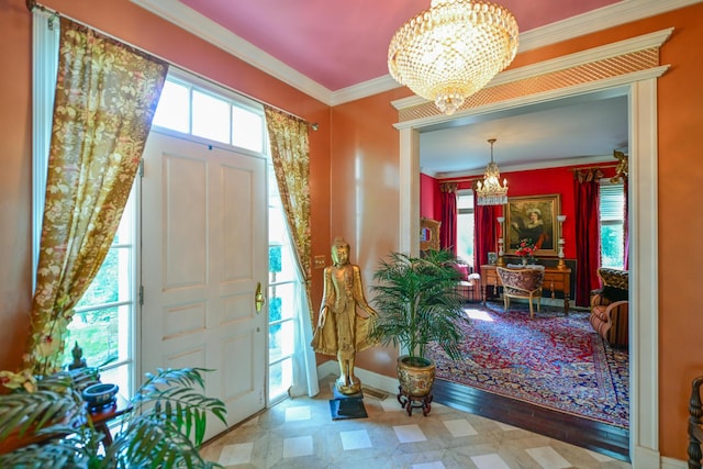 7394 Whitlind Ln, Athens, OH 45701 - entryway with a chandelier and ornamental molding