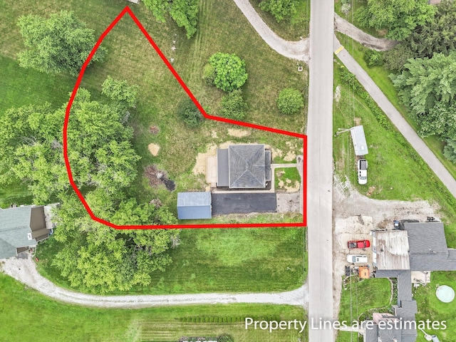 285 E Cherry St, Sunbury, OH 43074 - aerial view of property and surrounding area with property parcel outlined