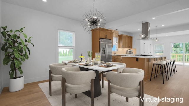285 E Cherry St, Sunbury, OH 43074 - dining room featuring light wood-style flooring, a chandelier, and recessed lighting