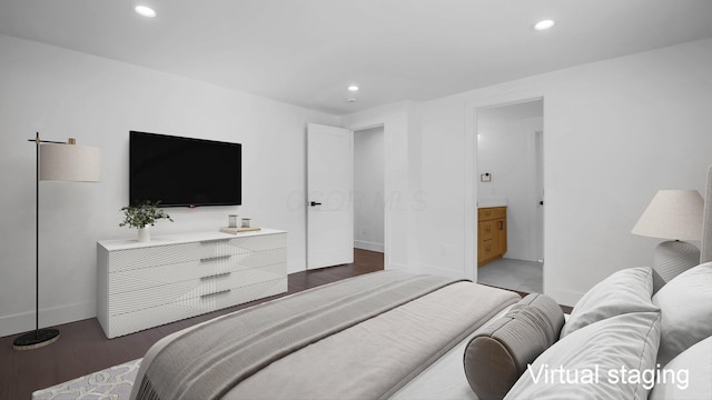 285 E Cherry St, Sunbury, OH 43074 - bedroom with recessed lighting, wood finished floors, and connected bathroom