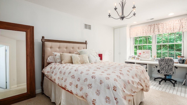 108 Hawks Cove Ct, Granville, OH 43023 - bedroom with a chandelier, a desk, and recessed lighting